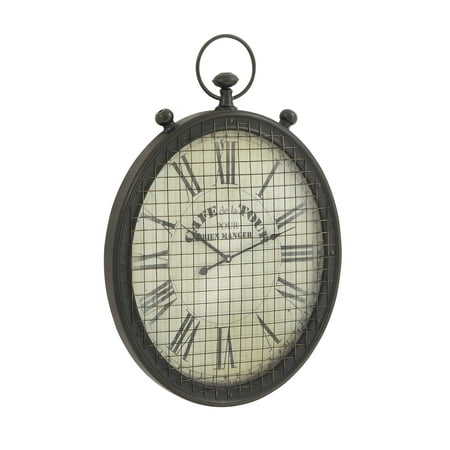- Decmode Traditional 29 X 20 Inch Metal And Glass Oval Cafe De La Tour Wall Clock, Black