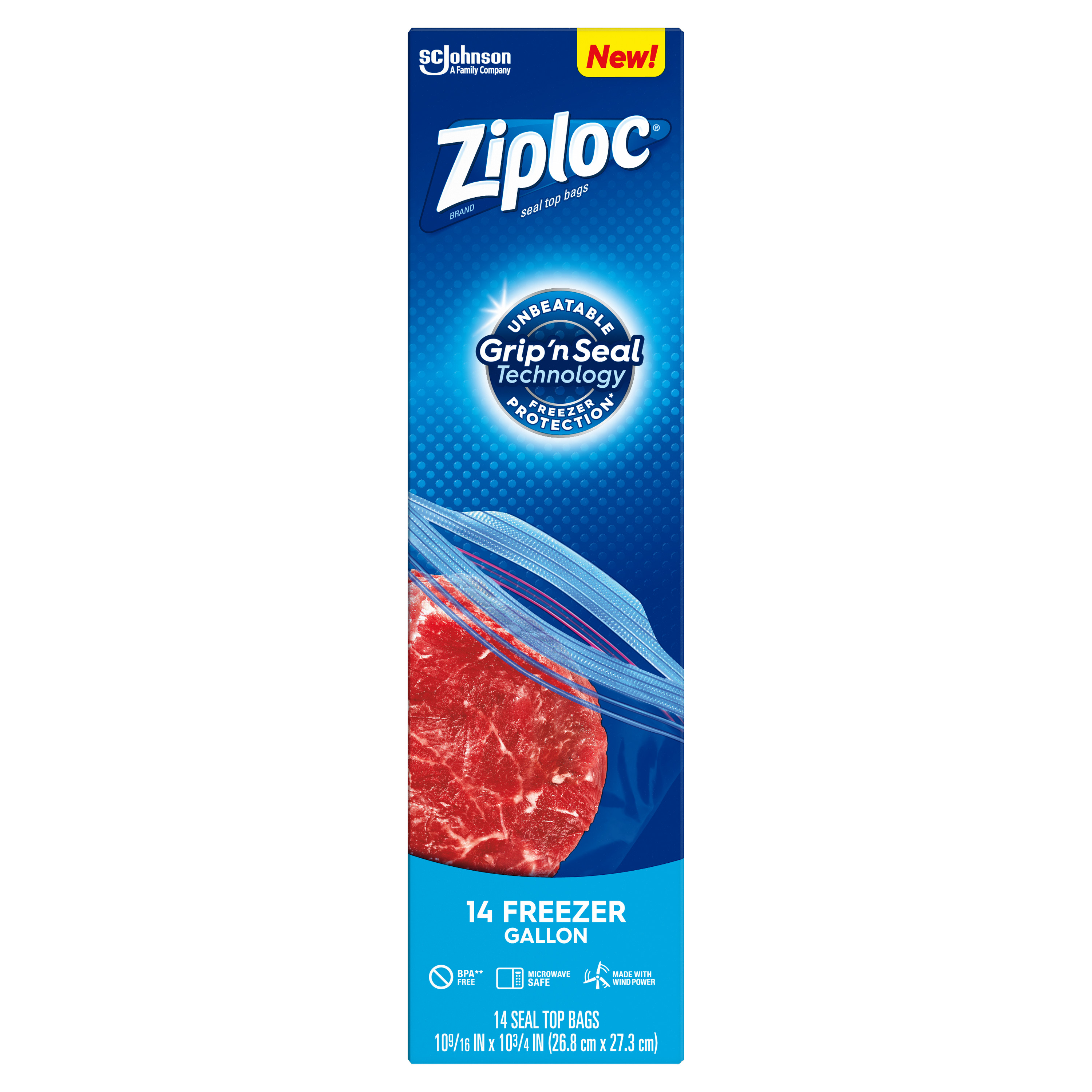 Ziploc Brand Freezer Gallon Bags with Grip 'n Seal Technology, 14 Count