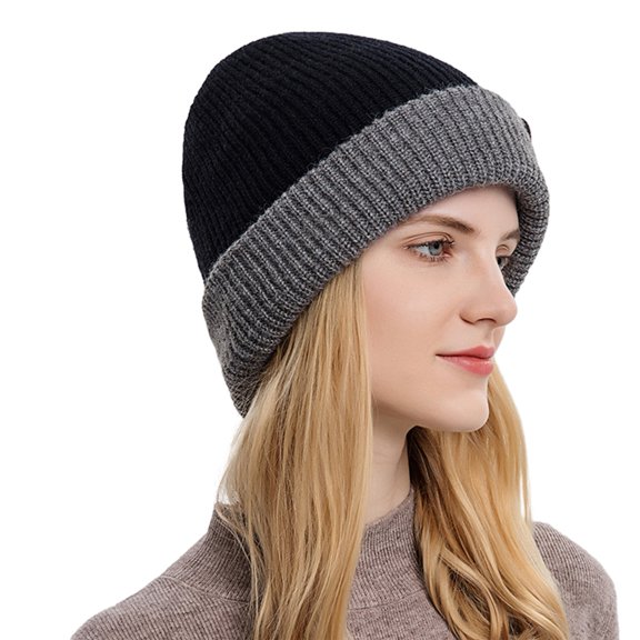D-GROEE Thermal Hat Unisex Winter Hat Knitted High Elasticity Soft Warm Baggy Anti-slip Regular Fit Double-sided Wear No Brim Windproof Ear for Women