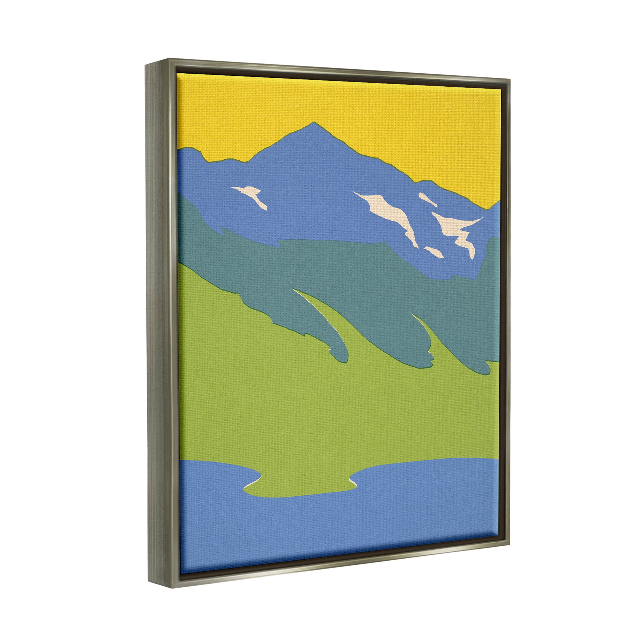 Stupell Industries Modern Mountain Sea Landscape Graphic Art Luster Gray Floating Framed Canvas Print Wall Art, Design by Jacob Green