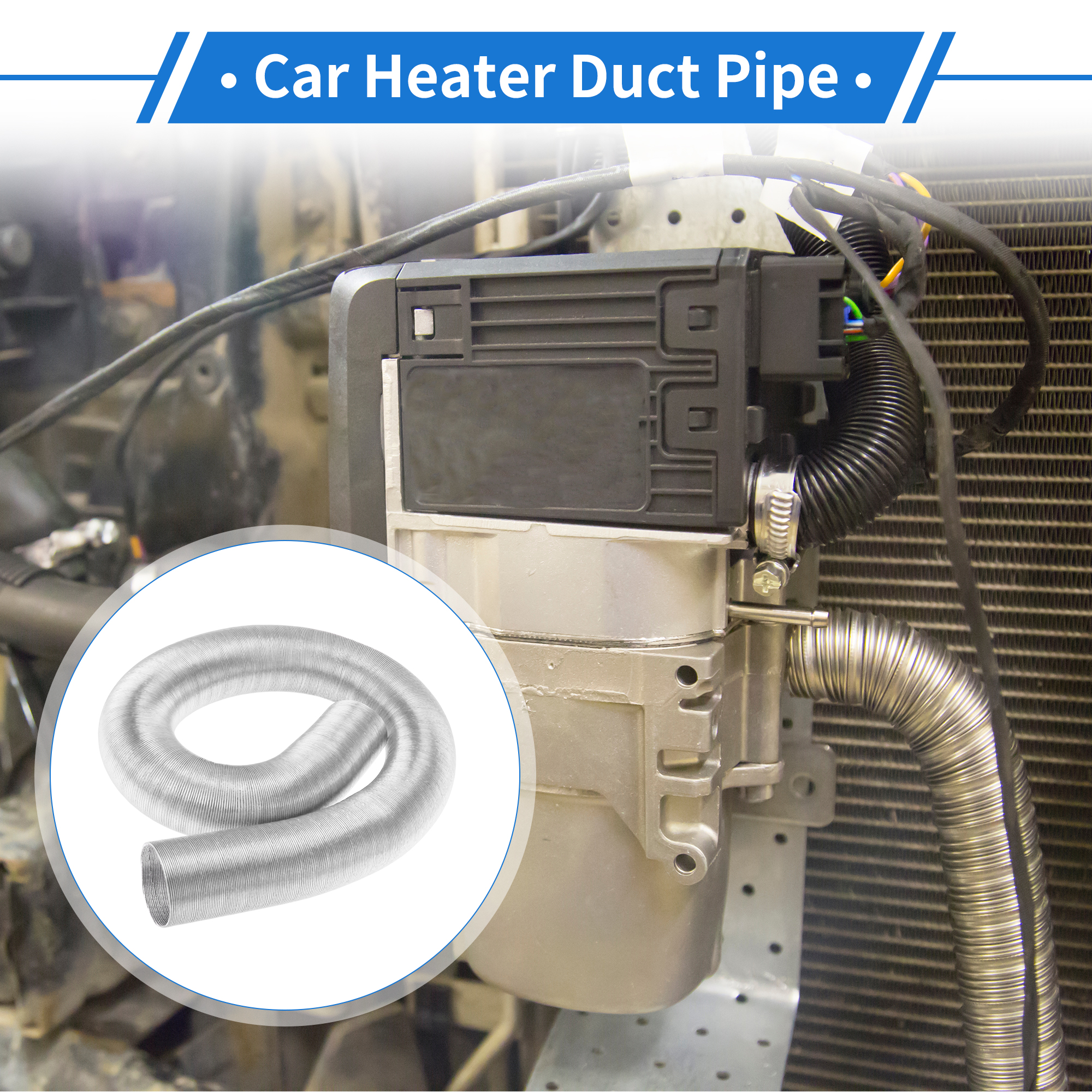 Unique Bargains 60mm Dia 180cm Car Heater Duct Pipe   Aluminum Foil Warm Air Ducting Hose for Diesel Heater Silver Tone