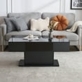 thumbnail image 3 of Hassch Modern High Gloss Coffee Table with 16 Colors LED Lights, Rectangular Coffee Table with Remote Control for Living Room, Black, 3 of 9
