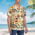 thumbnail image 3 of Fuzoiu 70s Hippie Style Print Hawaiian Shirt for Men, Summer Beach Casual Short Sleeve Button Down Shirts, Men’s Beach Summer Shirts with Pocket,Small, 3 of 7