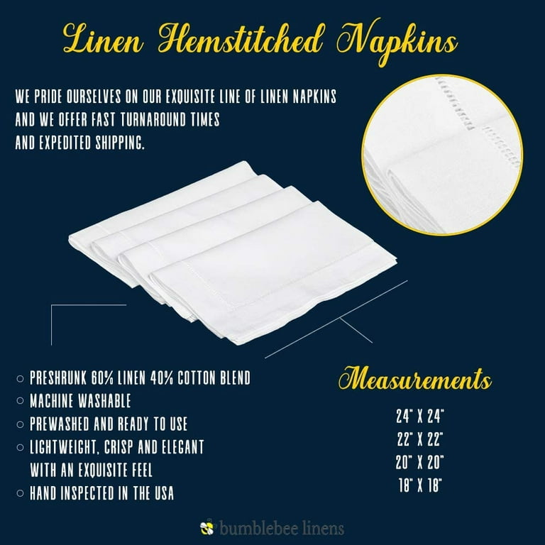 24 x 24 inch Linen Napkins White Cloth Napkins Set of 4 Dinner Napkins Cloth Washable White Linen Napkins White Dinner Napkins Fabric Napkins