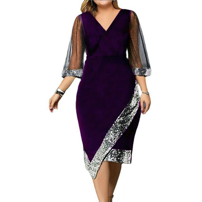 European and American Gold Velvet Irregular Sequins Perspective Net Dress