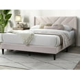thumbnail image 6 of Light Pink Velvet Queen Bed Frame - Modern Upholstered Platform Bed, Clean Lines Design, Bedroom Furniture, Wood & Velvet, No Box Spring Needed, 6 of 11