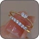 thumbnail image 2 of Anillos de oro delicados para mujer, anillos finos de corazón para niñas, alianzas de boda ajustables para mujer, anillo apilable de circonita, lindos regalos de joyería, 2 of 4