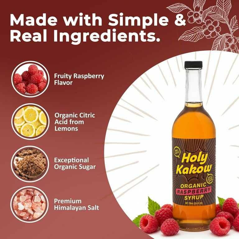 Holy Kakow Organic Raspberry Syrup for Coffee, Lattes & Cocktails