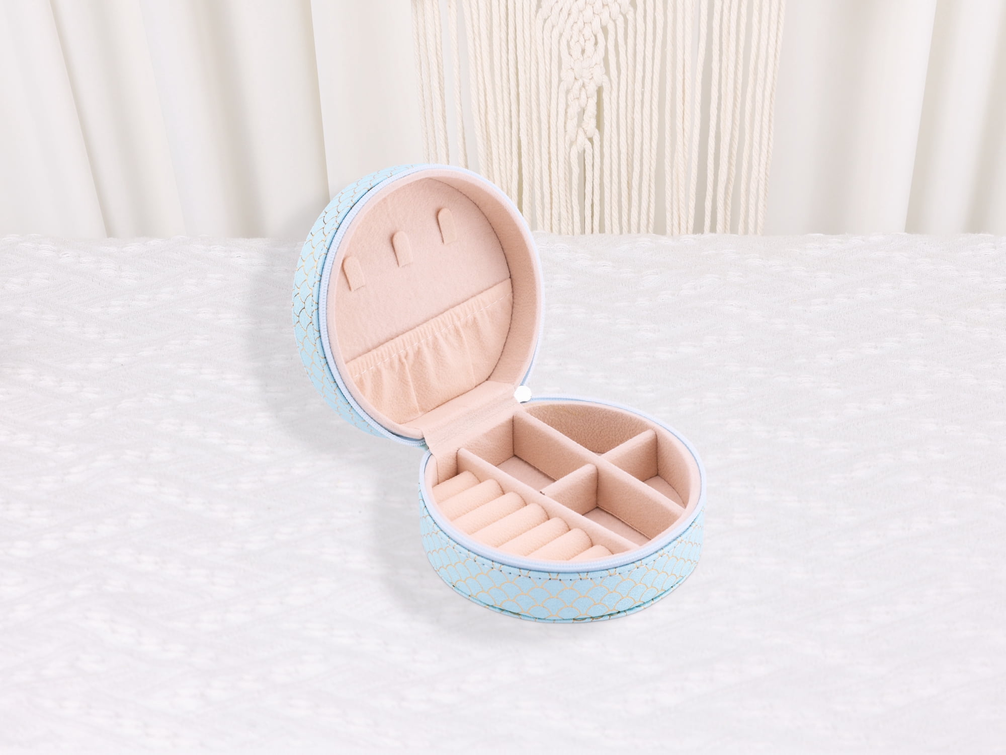 Unique Bargains Mini PU Leather Jewelry Box for Women Portable Organizer Case Sky Blue