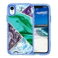 thumbnail image 2 of Casetego for iPhone XR Case 6.1",Shiny Bling Marble Full Body Protective Support Wireless Charing Bumper Rugged Anti-Scratch Hybrid Rubber Case Cover,Purple Green, 2 of 6