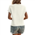 thumbnail image 2 of Tops de Verano para Mujer, Moda Informal, Color Liso, Cuello Redondo, Encaje, Corta, Estilo Urbano Clásico, , XXL, 2 of 7