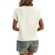 thumbnail image 2 of Tops de Verano para Mujer, Moda Informal, Color Liso, Cuello Redondo, Encaje, Corta, Ropa de Calle Clásica, Tops Blancos XL, 2 of 7