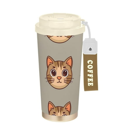 

17 OZ Stainless Steel Vacuum Insulated Tumbler - Coffee Travel Mug Spill Proof with Lid - Thermos Cup for Keep Hot/Ice Coffee Tea and Beer. Cute Cat Pattern