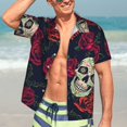 thumbnail image 5 of Lsque Roses Skulls pattern Hawaiian Shirt for Men, Unisex Summer Beach Casual Short Sleeve Button Down Shirts-X-Large, 5 of 9