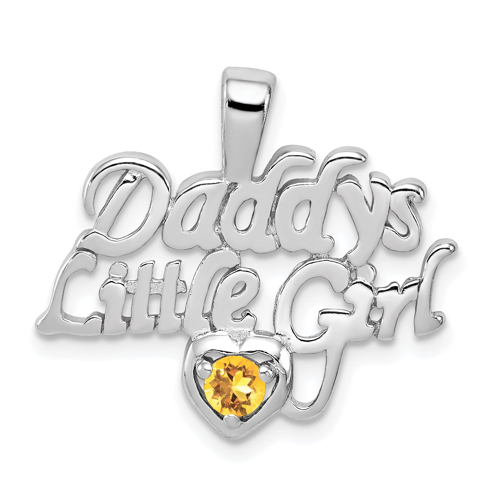 Beautiful Sterling Silver Rhodium-platedCitrine Daddy's Little Girl Pendant  