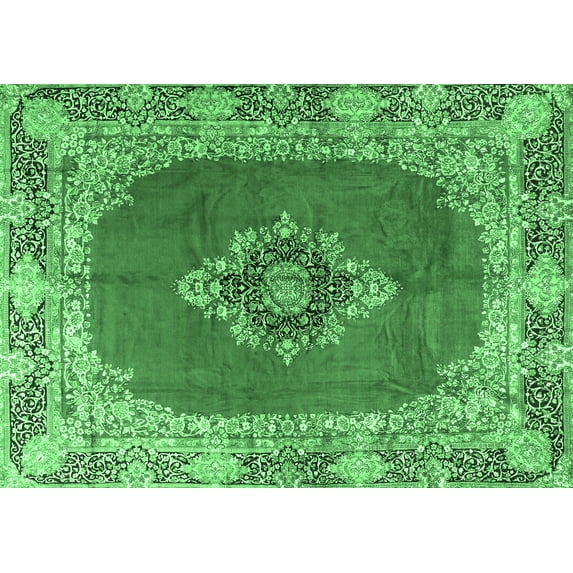 Ahgly Company Indoor Rectangle Medallion Emerald Green Traditional Area Rugs, 8' x 10'