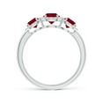 thumbnail image 2 of ANGARA Natural Round Ruby Three Stone Halo Ring with Diamonds in 14K White Gold for Women (Size-5mm) | July Birthstone, Birthday, Anniversary, Jewelry Gift for Women | Natural Ruby Ring, 2 of 8
