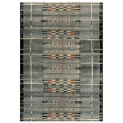Trans-Ocean Imports MNA58805748 Liora Manne Marina Tribal Stripe Indoor & Outdoor Rug, Black - 4 ft. 10 in. x 7 ft. 6 in.