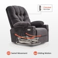 thumbnail image 3 of MCombo Electric Power Swivel Glider Rocker Recliner Chair with Cup Holders USB port for Nursery Grey Plush Fabric 7797, 3 of 7