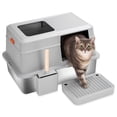 thumbnail image 6 of Furrbby Covered Cat Litter Boxes, Large High Side Stainless Litter Box Grey, 6 of 10
