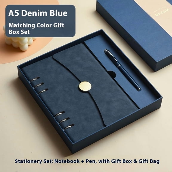 Blue A5 Refillable Notebook Binder Paper 6-Ring Soft Transparent PVC Binder Cover Protector Shell Loose Leaf Journal Folders with Lock Catch Closure