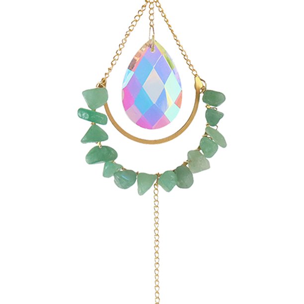Wind Chime Crystal Catcher Adornos de piedra natural ámbar Craft (Verde) JShteea Libre de BPA