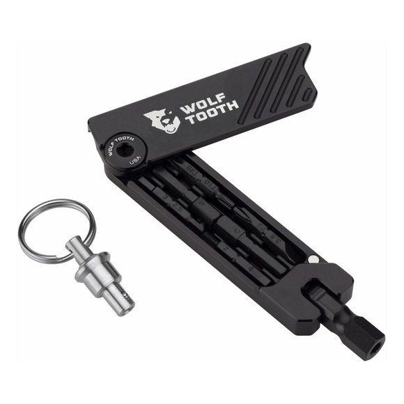 WOLF TOOTH : Clé HEX 6 Bits Multi-Outil: Noir/noir: avec Porte-Clés