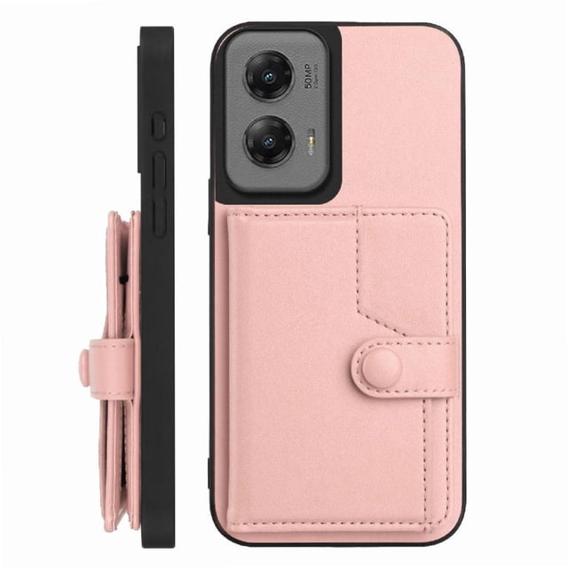 FOXDOCK Case for Motorola Moto G Stylus 5G 2024 RFID-Blocking Card Holder - Stylish Button Closure Design
