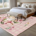 thumbnail image 4 of Area Rug for Living Room, Spring Easter Bunny Non-Slip Indoor Ex Large Carpet for Bedroom/Dining Room, Pink Buffalo Plaid Farmhouse Tulips Washable Low-Profile Rectangle Floor Runner Rugs - 8 x 10 Ft, 4 of 8