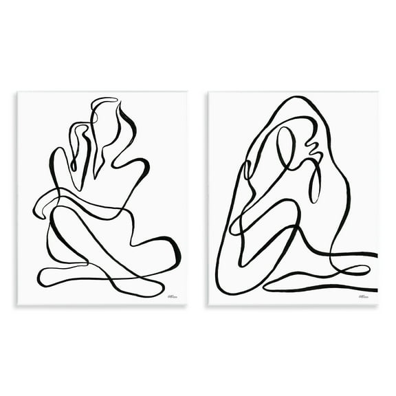 Stupell Industries Minimalist Female Figure People Painting Unframed Art Print Wall Art, 11 x 14, Set of 2