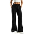 thumbnail image 5 of Kvture Womens Casual Loose Drawstring Elastic Waist Wide Leg Lounge Pants Lightweight Baggy Sweatpants Joggers with Pocket Black Pant L, 5 of 7
