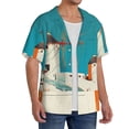 thumbnail image 2 of Fotbe Colorful Greek Windmills Camisa Estampada de Manga Corta para Hombre, Casual de Verano, Estilo Playero, Sin Arrugas-X-Large, 2 of 5