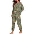 thumbnail image 4 of HELLHERO Thanksgiving Pjs Set for Women Turkey Pumpkin Printed Drawstring Pajamas Comfy Sleepwear Round Neck Loungewear with Pockets, 2XL, 4 of 5