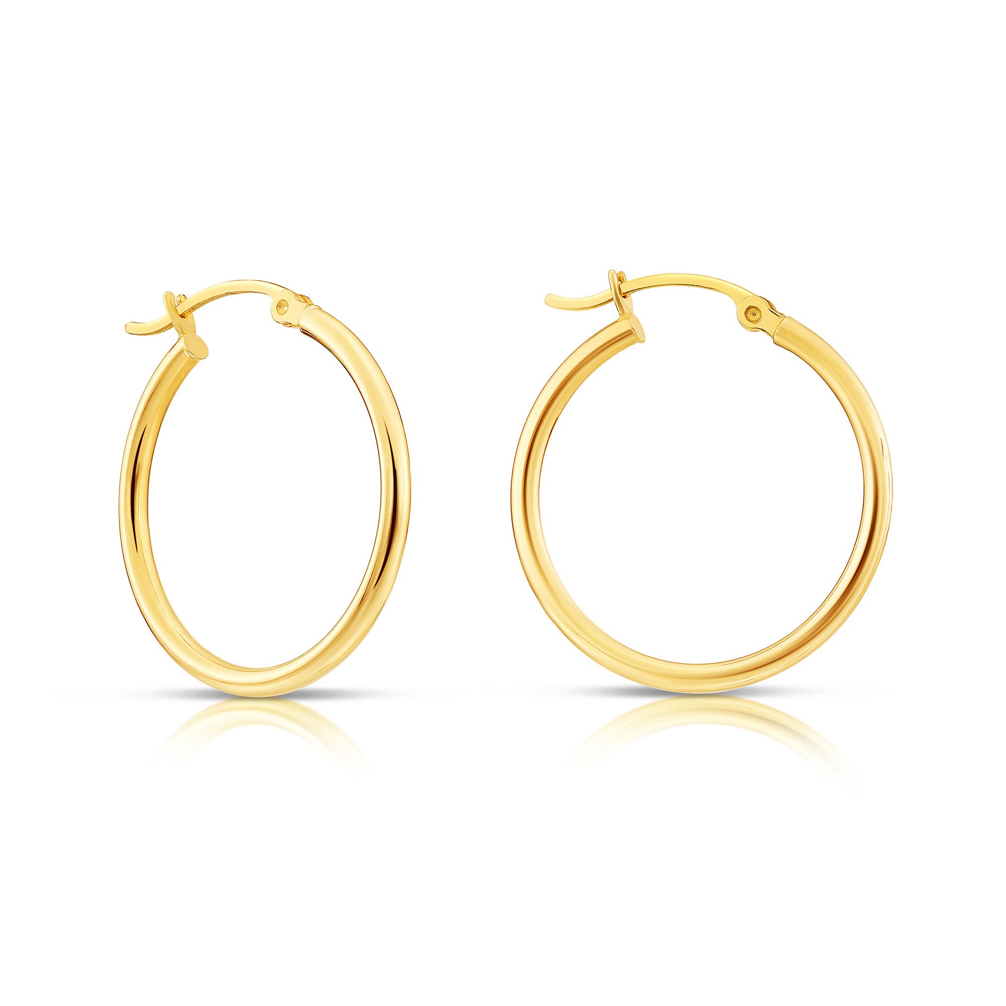 Tilo Jewelry 14K Yellow Gold Classic Polished Round Chunky Hoop Earrings 3mm Tube (25mm - 1 Inch) for Women & Unisex
