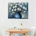 thumbnail image 2 of Nawypu  Floral Canvas Wall Art White Flower in Blue Vase Wall Art Print Wood Background Painting White Flower for Living Room Bathroom Office Decorations, 2 of 6