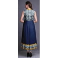thumbnail image 4 of Bimba Indigo Blue2 Shibori Indian Long Kurti For Women Party Wear Printed Sleeveless Anarkali Kurti Dress Small, 4 of 6