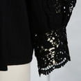 thumbnail image 5 of Bjutir Women Shirts Fashion Solid Lace Hollow Out Casual Button Shirt Stand Long Sleeve Shirt Blouse Top Black S, 5 of 8