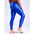 thumbnail image 6 of YiZYiF Men's Shiny Oil Leggings High Waist Stretchy Compression Pants Glossy Gym Fitness Underpants Royal Blue L, 6 of 7