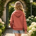 thumbnail image 7 of YUANxueke Girls Zip Up Detachable Sleeves Sweatshirt Fashion Warm Solid Color Hoodie Cozy Jacket with Pockets,Orange,4-5 Years, 7 of 7