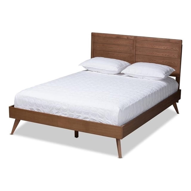 Baxton Studio Artemis Lit Plateforme Très Grand en Bois Mi-Siècle en Noyer Brun