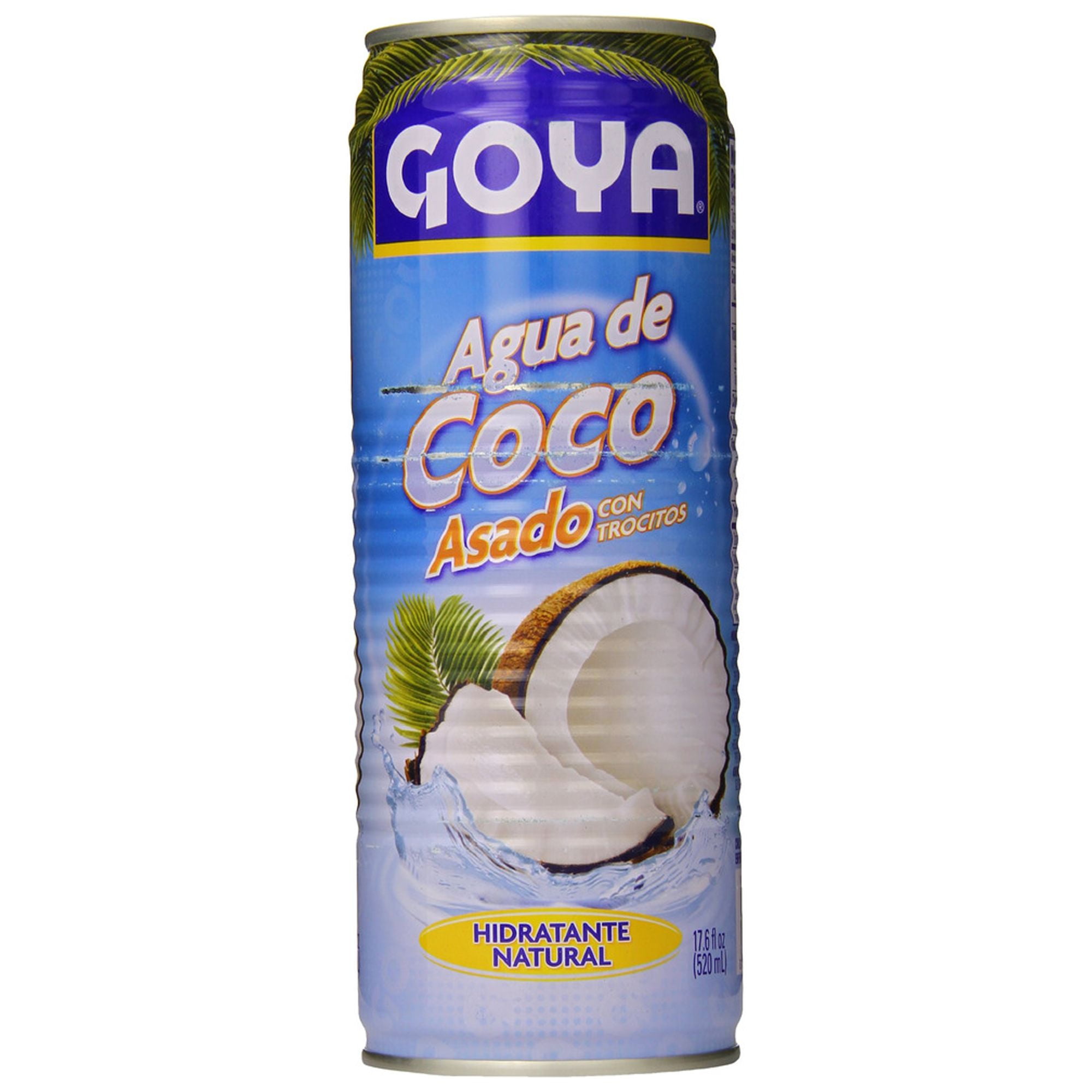 GOYA Roasted Coconut Water with Pulp, 17.6 fl oz Can, Tropical Drink