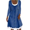 thumbnail image 1 of CEHVOM Robe Décontractée pour Femmes avec Poches, Manches Longues, Col Rond, Robe Ample, 1 of 4
