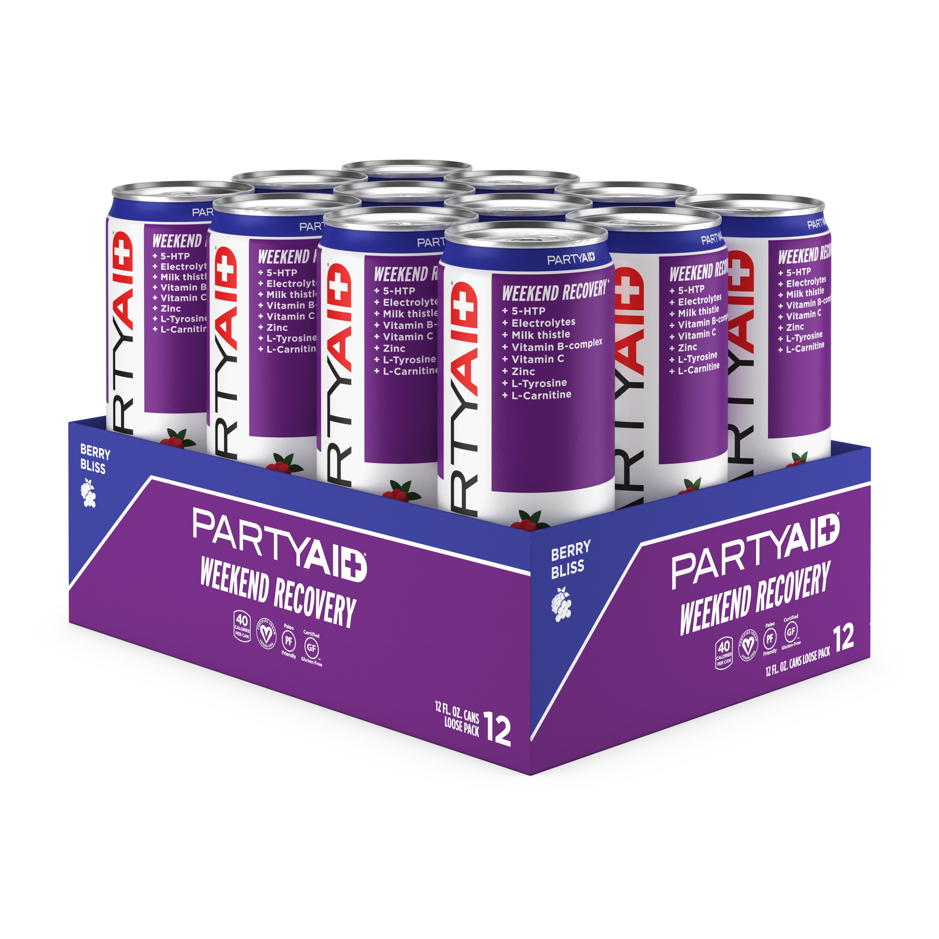 LIFEAID Weekend Recovery PARTYAID Berry Bliss 12Pack 5HTP and Milk Thistle