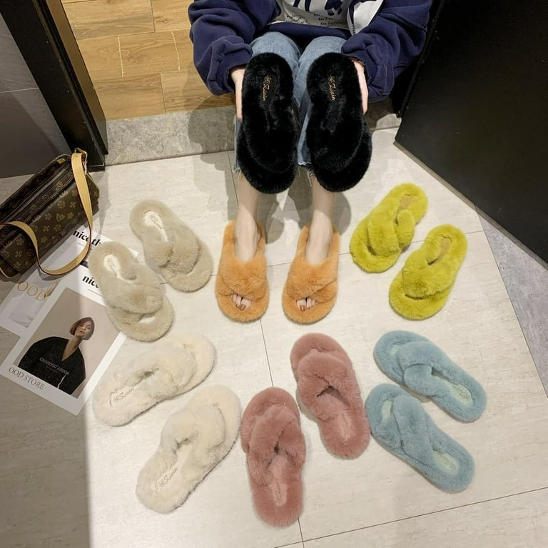Faux fur luxury slides slippers outlet
