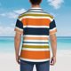 thumbnail image 4 of Balery Colorful Pastel Stripes Camisas hawaianas de manga corta para hombre, camisas playeras de corte holgado, camisas de vacaciones con botones,Large, 4 of 7