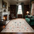 thumbnail image 2 of Garvee 5'x7' Vintage Peacock Deer Floral Area Rug Animal Print Soft Carpet, Washable Non‑Slip Rug for Living Room Dining Room Bedroom, Beige, 2 of 11
