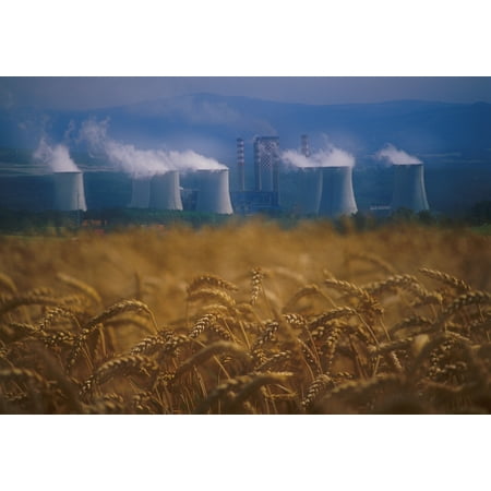 Fv2546 David Nunuk Wheat Fields And Coal Burning Power Plants In Poland Stretched Canvas - David Nunuk  Design Pics (16 x