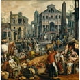 thumbnail image 2 of Joachim Beuckelaer 20x20 Gold Ornate Framed and Double Matted Museum Art Print Titled - Market Scene with Ecce Homo, 2 of 4