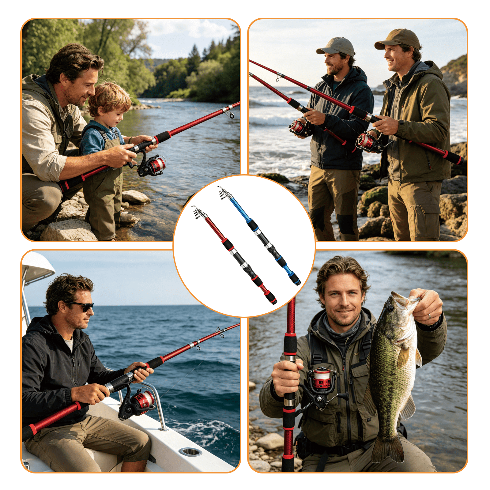 iFaveorr 70 inch Fishing Rod and Reel Combos, 2Pcs Fishing Rod with EVA Material Grip, Telescopic Fishing Gear with Reel Combo Kit with Tackle Box Fishing Line, Gift for Fishing Beginner and Angler
