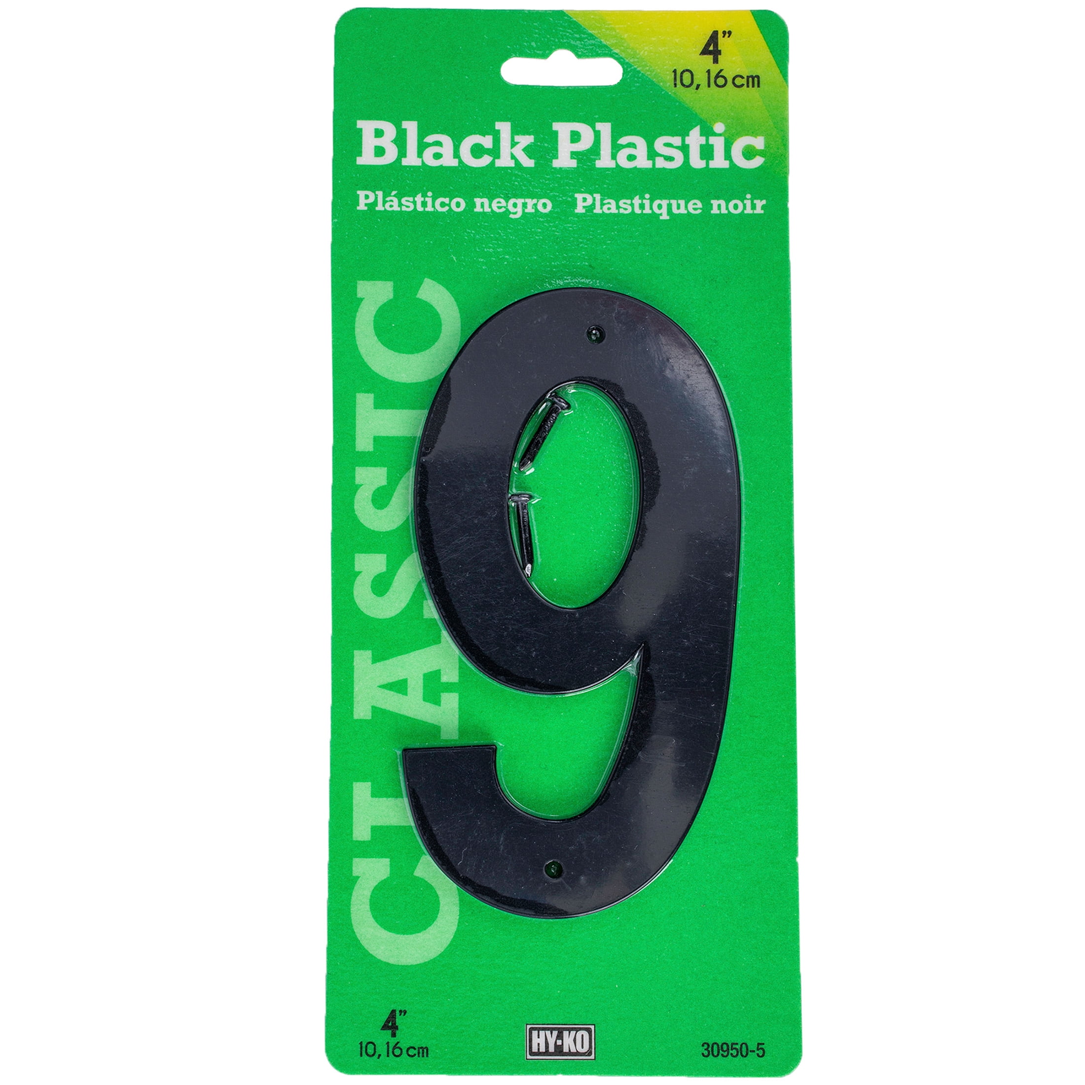 (3 pack) HY-KO 4" Black Plastic Modern Number 9